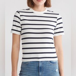 French Connection Navy and White Striped Tee
